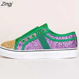 Women Sneakers Gold Glitter Spring Autumn Shinny Bling Fashion Casual Shoes Outdoor Glossy Flat Sneaker Plus Size Shoes