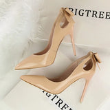 Shoes Patent Leather Women Heels Pointed Toe Woman Pumps Sexy High Heels 2022 Hot Bow-Knot Pumps Women Stiletto
