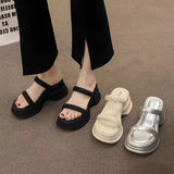 Women 2025 Summer New Black Lightweight Thick-Sed Thick-Heeled With Fashionable Wearing