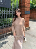 Xixi 2025 Autumn New White Standard Loose Long-Sleeved Cloak Knitted Shirt Knitted Knitted Female
