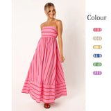 Zingj Spring And Summer Striped Suspenders Open Back Big Clear Fresh Air