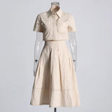 Beautiful Suit Woman 2025 New Short Shirt High-Waisted Lace Embroidered Skirt Two Sets Of Autumn And