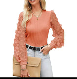 Women's Wear Mesh Small Flower And Snow-Flake Shirt Women 2025 Spring And Summer Round Collar Thin-Sleeved