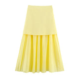Women's 2025 Summer New V-Neck Gold Button Knitted Vest + Folding Skirt