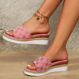 Zingj Summer New Ladies Slope With Thick Bottom Fish Mouth Slippers Large Size High Heel Cool Slippers