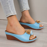 Flowers With Thick Background Slippery Slippers Women 24 Summer New External Slope And Pure Color Cold