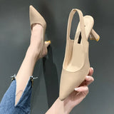 Spring And Summer New Pointed High-Heeled Shoes Women Fine Heel Head Sandals Behind The Empty Light Single