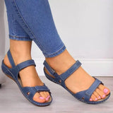 Summer Breathable Fish Mouth Shoes Comfortable Flat Bottom Fashion Toe Magic Stick Casual Sandals Large Size Women's