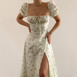 Women's Temperament Floral Lace With Short Lotus Leaf Side Holiday