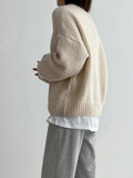 And Winter Languid Wind Round Collar Plus Thick Solid Color Knitted Women's Autumn And Winter European Hood Long-Sleeved Sweater