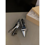 High-Heeled Shoes Red Bag Head Sandals Fairy Shoes 2025 New Spring And Summer Black French Pointed Single