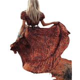 Summer Women's Sexy Print V-Neck Short-Sleeved Bohemian Holiday