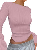Textured Stripe Long Sleeve Tee-Outfit