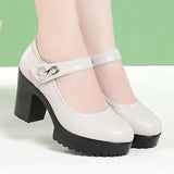Zingj New Thick Heel Fashion Waterproof Platform Temperament Fashion Walk Not Tired Foot Round Head Single