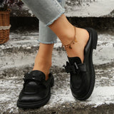 Shoes New Two Wearing English Wind Bow Low Single Shoes One Foot Pedal Large Size Leather