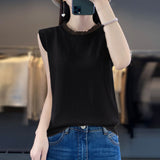 Photograph Vest Condole Belt Female Summer Loose Suit Inside Build Ice Silk Sleeveless Bottom White T Shirt Female Outside Wear Fashionable