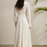 Light Luxury Elegant Dress Woman 2025 New High-End Hook Embroidery Splicing Mesh Yarn Large Swing