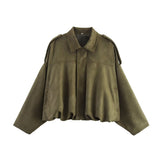 And Autumn New Women's Velvet Texture Collar Pilot Long Sleeve Short Jacket