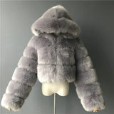 Fur Imitation Fox Stitching Hooded Long
