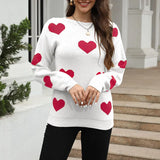 And Winter New Sweater Women's Loose Love Embroidered Color Collar Knitted