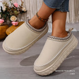Large-Size Thick-Bottomed National Wind Half-Cotton Shoes Female Long Furry Tire Bottom Snow