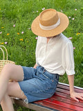 Retro White Lace Short-Sleeved Shirt Women Casual Niche Lotus Edge V-Neck Bubble