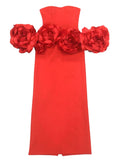 Bra Design-Sensitive Dress Woman 2025 Summer New Three-Dimensional Flowers Show Backs Long Dress