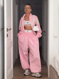Women's Fashion Street Sports Style Spliced Wind Jacket Set Two Sets Of Women's Spring And Autumn Loose