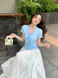 Xixi 2025 Summer New Thousand Gold Wind With Shirt Women's Short-Sleeved Top Knitted Shirt