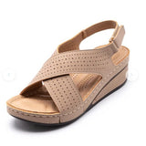 Women's Summer 2025 New Slope And Car Sewing Breathable Magic Sticker Hollow Mother Shoes Women's