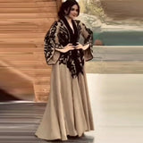 Zingj 2024 New Contrast Color Print Loose Casual Accept Waist Long Dress Woman-Outfit