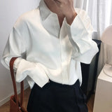 Spring Women Clothing Office Lady Shirt Female White Tops Vintage Chiffon Long Sleeve Blouse Blusa Korean Clothes