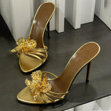 Summer 2025 Summer New Trendy With Metal Flowers Cool Slippers Temperament Sexy Thin And Toe Women's