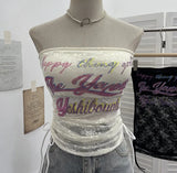 Shot With Chest Pad Lace Lace Hollow Hottie Breast Drawstring Thin Brat Waistcoat Sleeveless Top