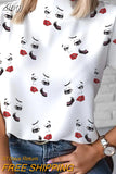 2023 Women Summer Short Sleeve Pullover T-shirt Tops Female Personality Print Stand Collar Blouses Outfits Casual
