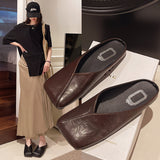 And Summer 2025 New One-Legged Pedal Top Half Slippers Wearing Women's Shoes Light Mouth Comfortable Soft Flat Single