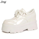 Autumn Women Platform Sneakers Chunky Ulzzang Fashion Ladies Casual Shoes Woman Leather Tenis Female White Black 6cm