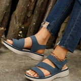 Large-Size Loose-Soled Sandals Women 2025 Summer New Slope And Flat-Bottomed Magic Beach