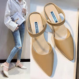 Korean Version Of The Bag Head With Cold Slippers Women Sharp-Tip Word Thick Half-Slipper With Sandals High