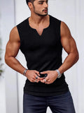 Knitting Vertical Stripe Fitness And Leisure Vest Men's I-Word V-Neck Wide Shoulder