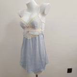 New Ice Silk Sling Pyjamas Women Summer With Chest Pad Lace Splicing Short Skirt Sexy Sleepy Pure Home