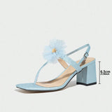 Square Head Lace Flowers With Slippers Women 2025 Summer New Thick And Cold
