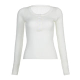 Trend Basic Pit Strip Buckle Solid Color Woolen Bottomed Sweater 2023 Autumn New Spicy Girl V-Neck Slim