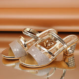 Summer New Korean Version Of Sandals Women Coarse Heel In The Toe And Wear Two Thick And Cool Drag Women