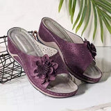 Large-Size Leisure Flower Sandals Car Line Toe Slope And Slippers French Tidal Women's
