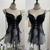 Real-Hand Shot Vintage Babes With Thaired Hairy Denim Sling Vest Short Umbilly Sleeveless Top