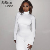 Fashion Casual Black Workout Bodycon Jumpsuits Women Rompers Long Sleeve Sporty One Piece Active Wear Jumpsuit