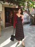 Xixi 2025 Spring New Retro High-Rise Sling Dress Print Pure Desire Holiday Dress Women