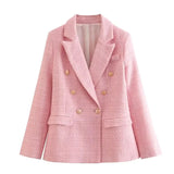 Women's Textured Double Breasted Blazer New 2025 Autumn / Winter Fashion Casual