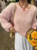 Pink Sweater Women's Autumn And Winter Knitting Top Casual Sweater Women's